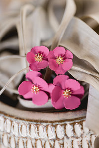 Fuchsia Floral Drop Earrings